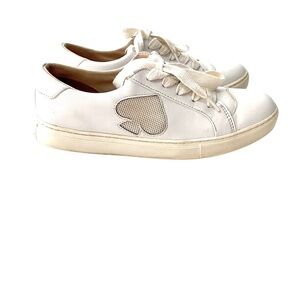 Kate Spade Fez White Leather Sneakers Low Top Logo Size 8.5 Summer Casual